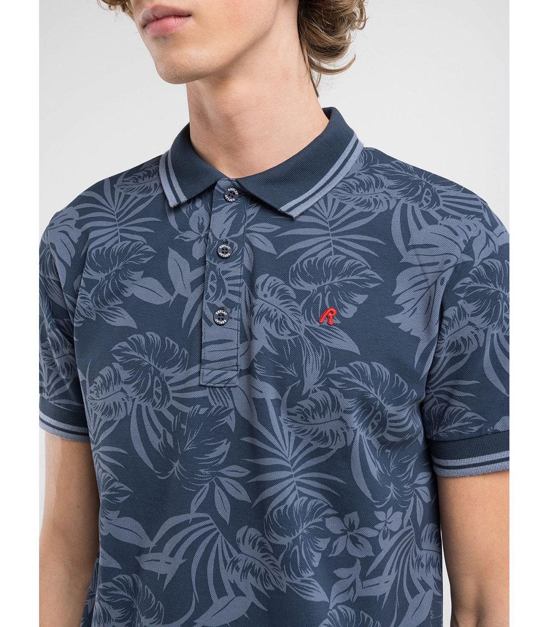 ボタニカルプリントコットンピケ ポロシャツ 詳細画像 ネイビー 5